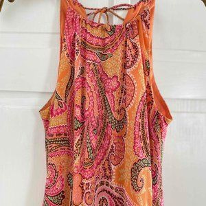 Ann Taylor Orange Paisley Spaghetti Strap Dress